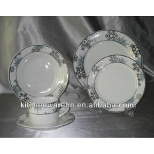 HAONAI KC-1401106 20pcs silver dinner set with white gold decal